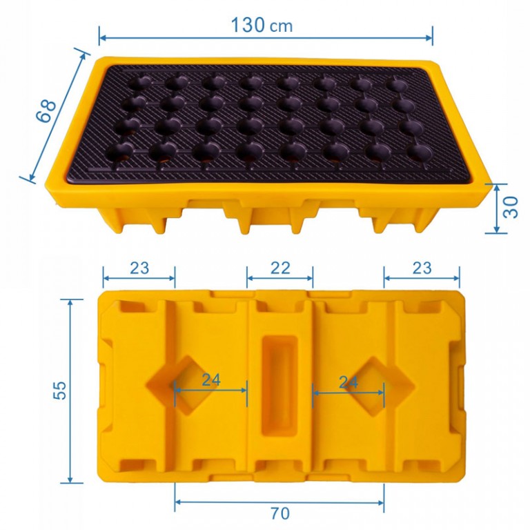 Low Spill Containment Pallet with Drain Plug for 2 Drums (Capacity 83 / 150 l) - Image 2