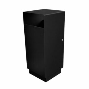 Waste Bin with Roof DUAL 70 in black, freestanding steel street waste bin with 70 L liner for public spaces