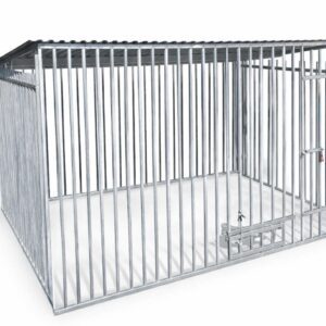 Galvanized dog kennel 3×2 with single-slope roof, galvanized steel construction with vertical bars
